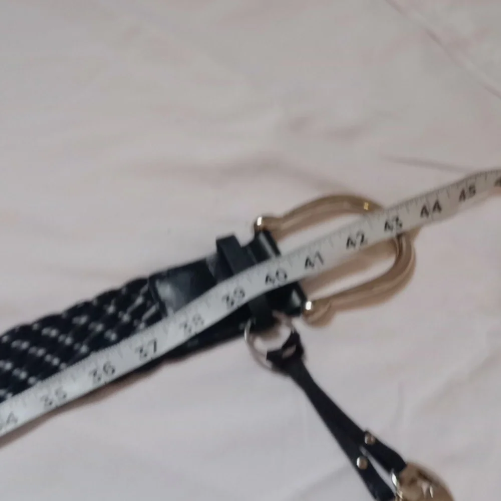 Michael Kors Black Woven Belt with Silver Accents, Medium